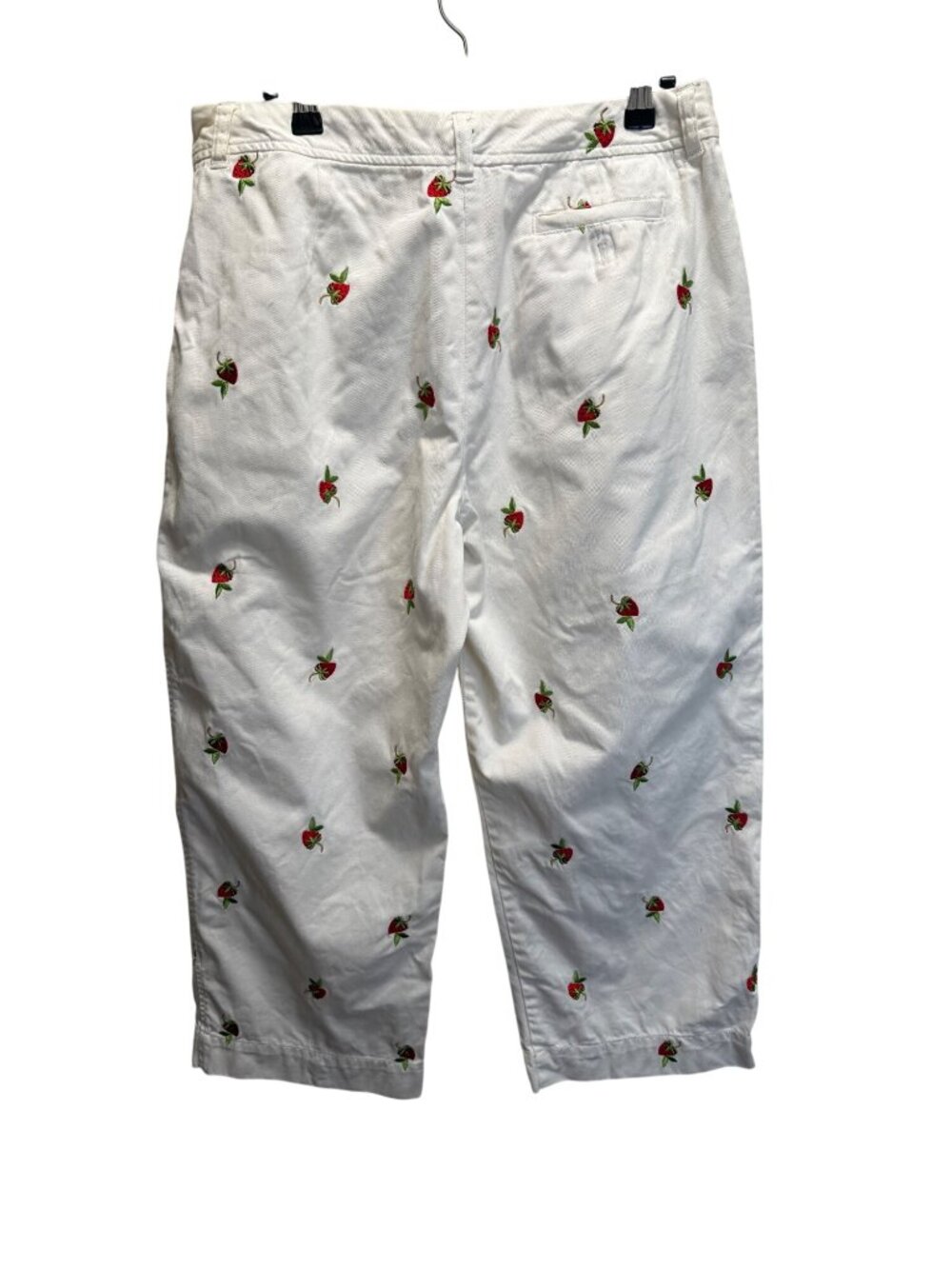 Chadwicks White Cropped Pants With Strawberry Embroidery Size 10 - Picture 2 of 6